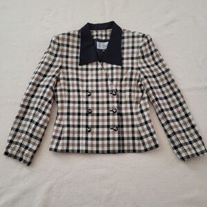 Vintage Le Suit Blazer Hounds Tooth Check Jacket Womens Size 10